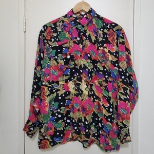 90's Vintage colorful women's long sleeve shirt